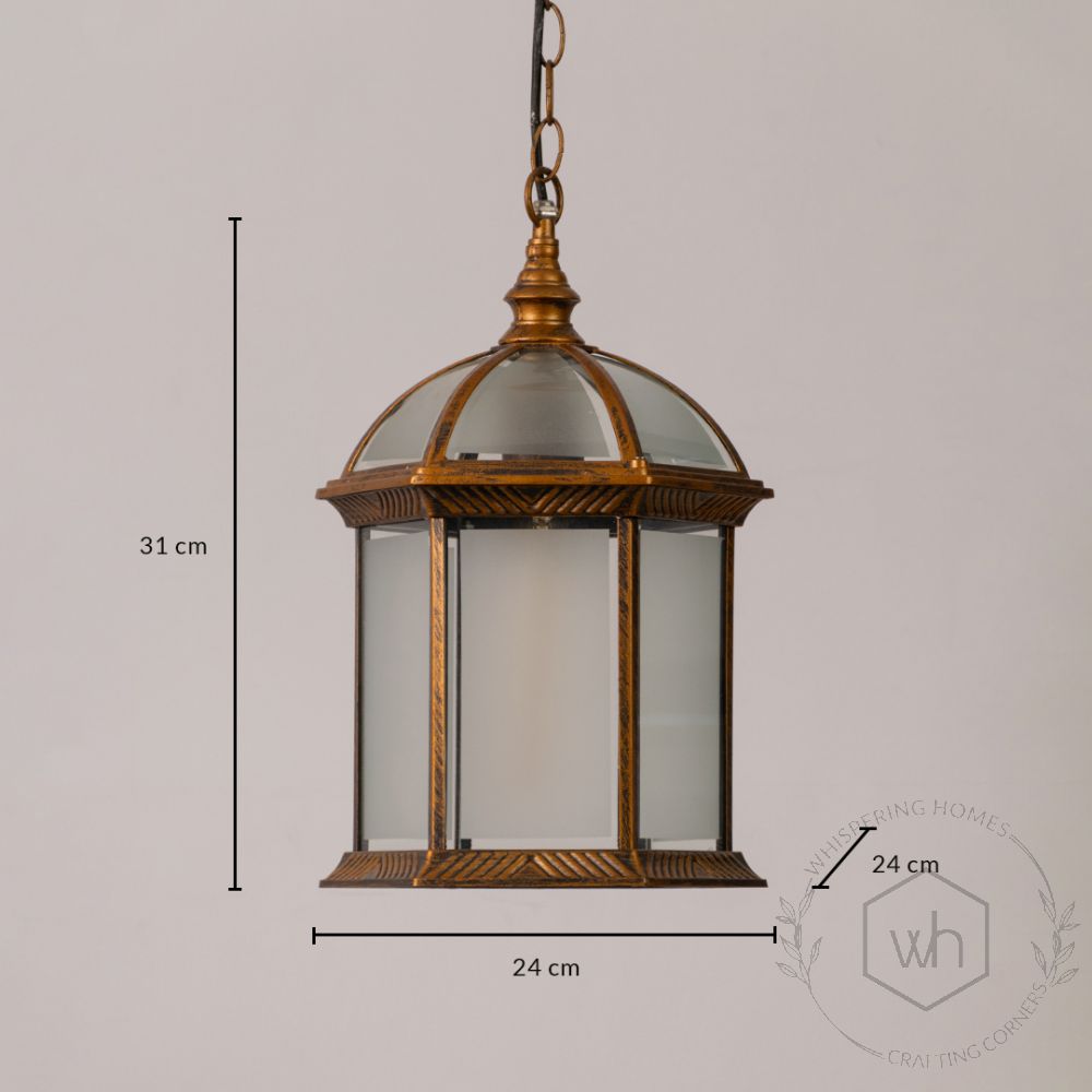 Calvino Arched Outdoor Hanging Lamp Frosted Glass Bronze dimensions