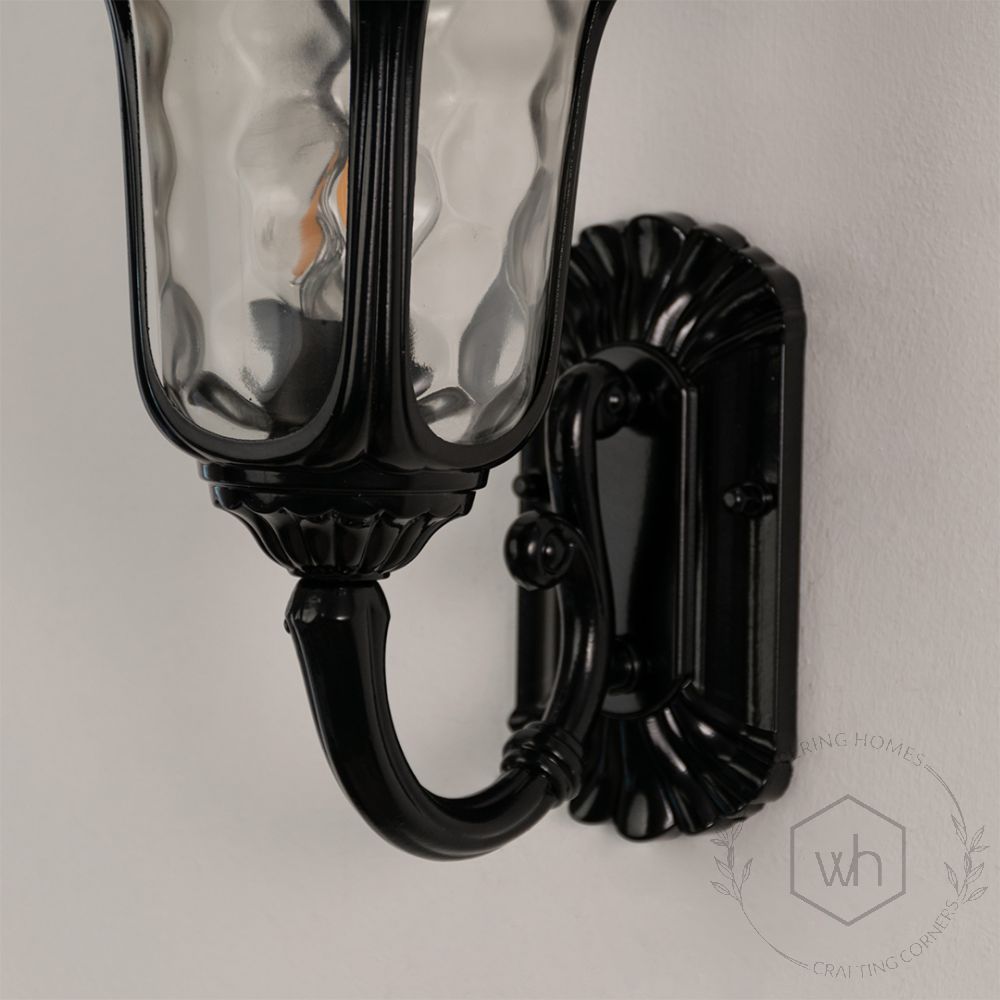 Black Villa Outdoor Wall Lamp Small closeup