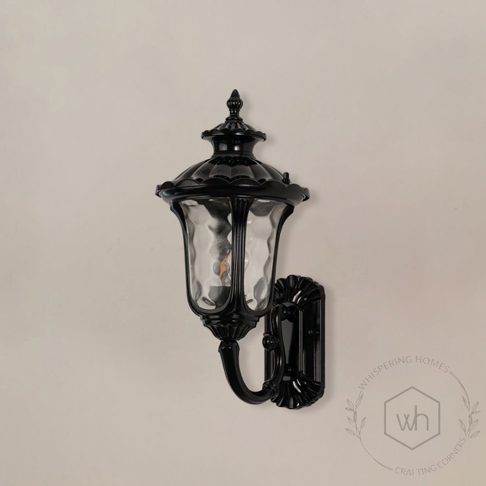 Black Villa Outdoor Wall Lamp Small light off white background