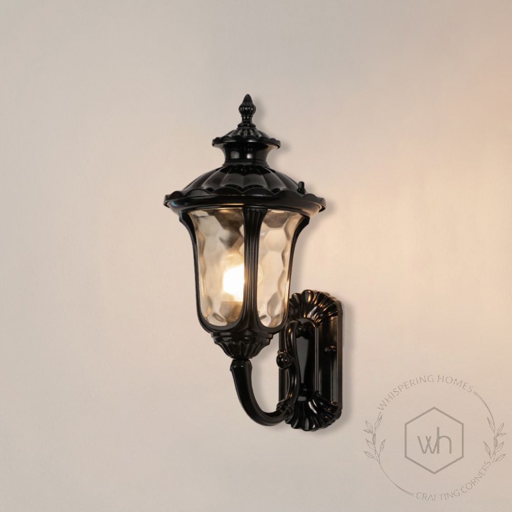 Black Villa Outdoor Wall Lamp Small light on white background