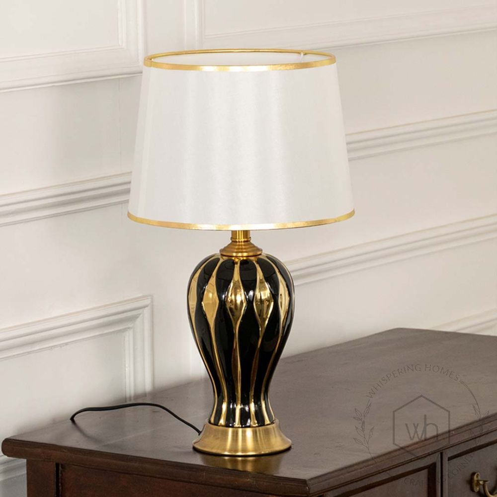 Parker Black Ceramic Table Lamp with White Shade