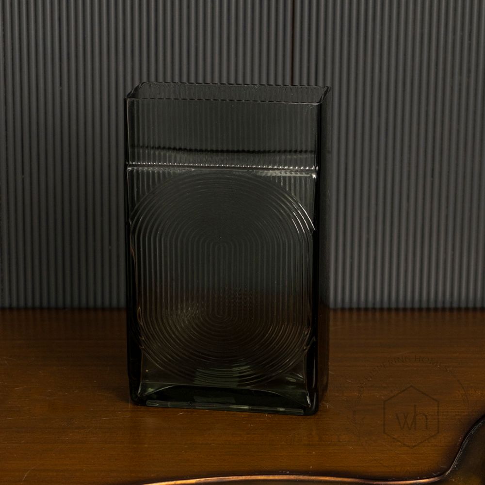 Ribbed Glass Vase - Small Black Background