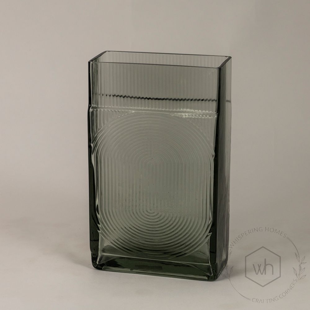 Ribbed Glass Vase - SmallSide Angle