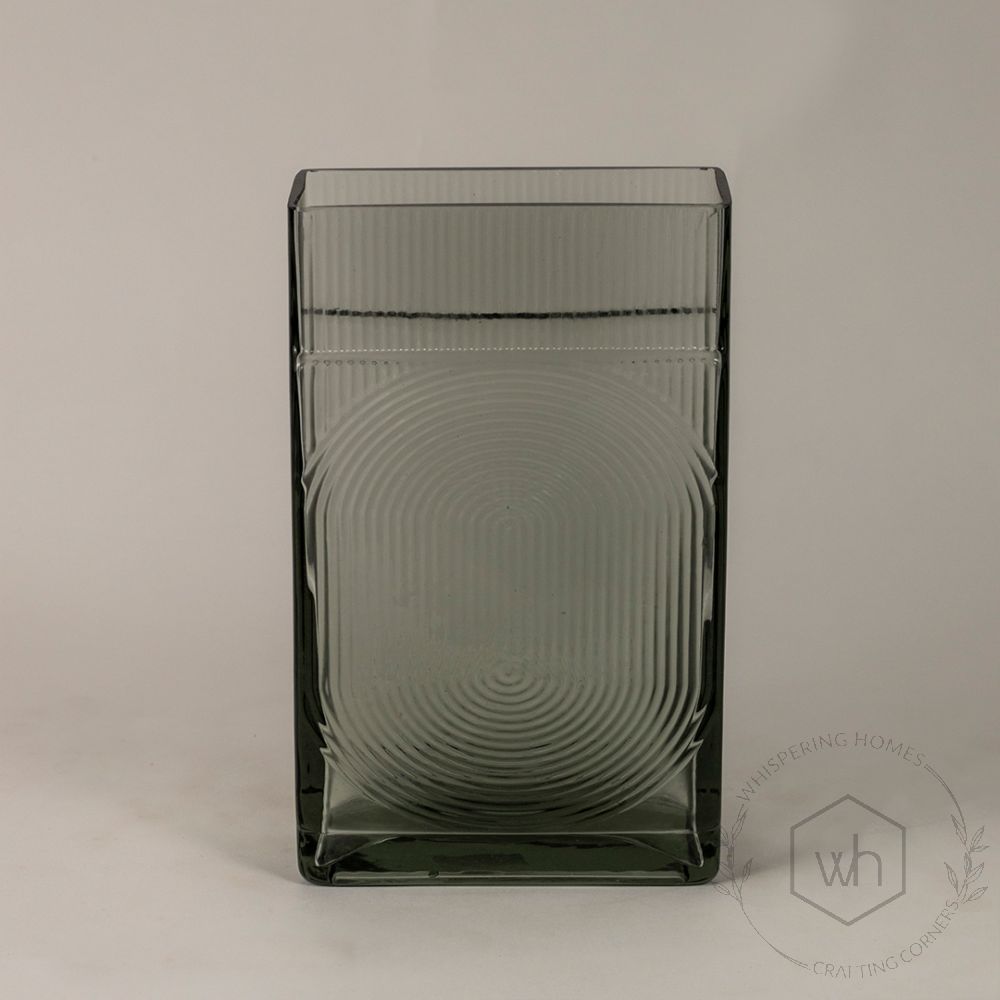 Ribbed Glass Vase - Small White Background