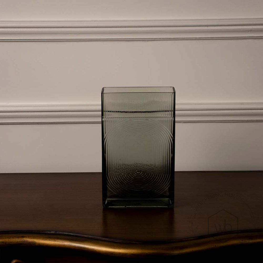 Ribbed Glass Vase - Small White Background