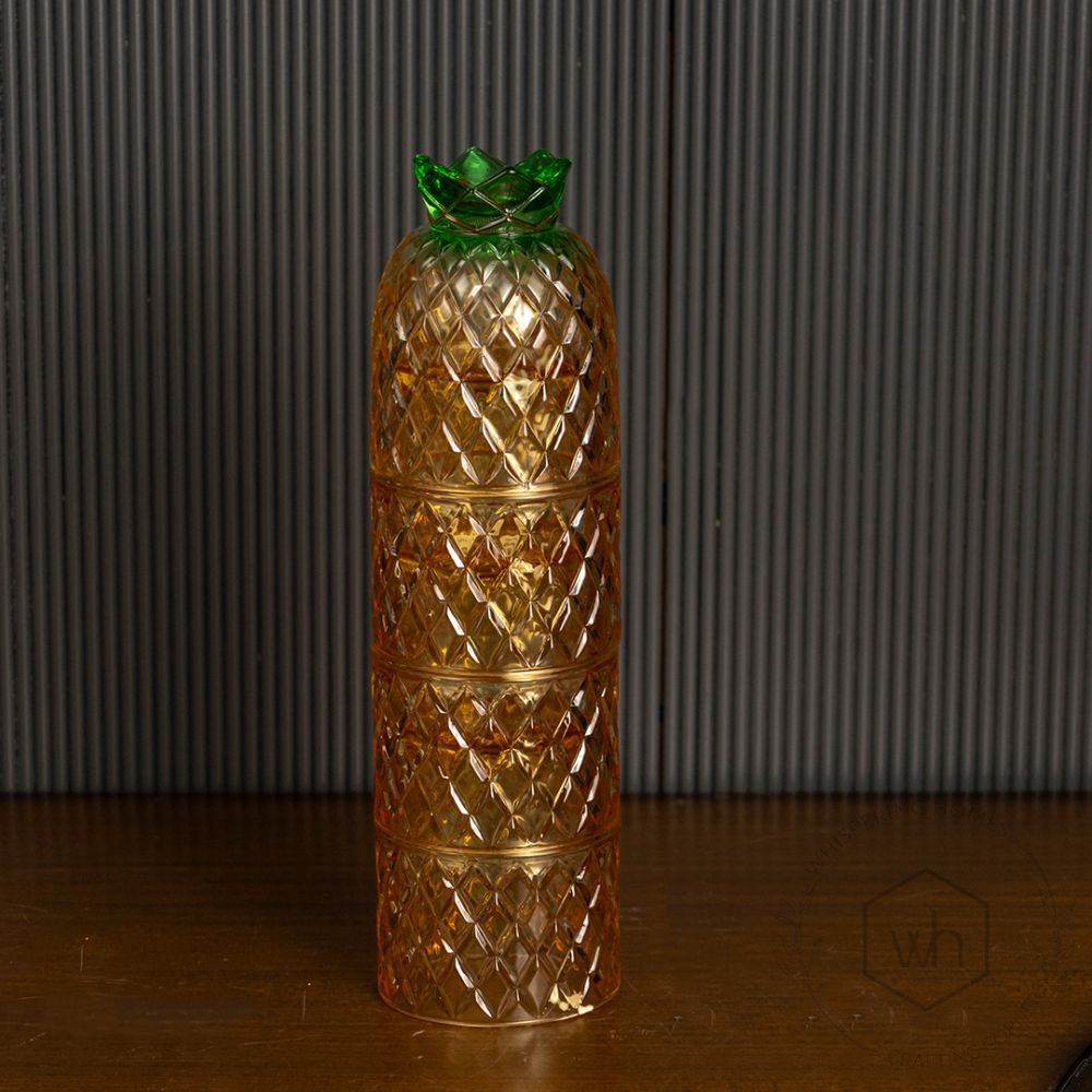 Pineapple Stacking Glass Vase Black Background