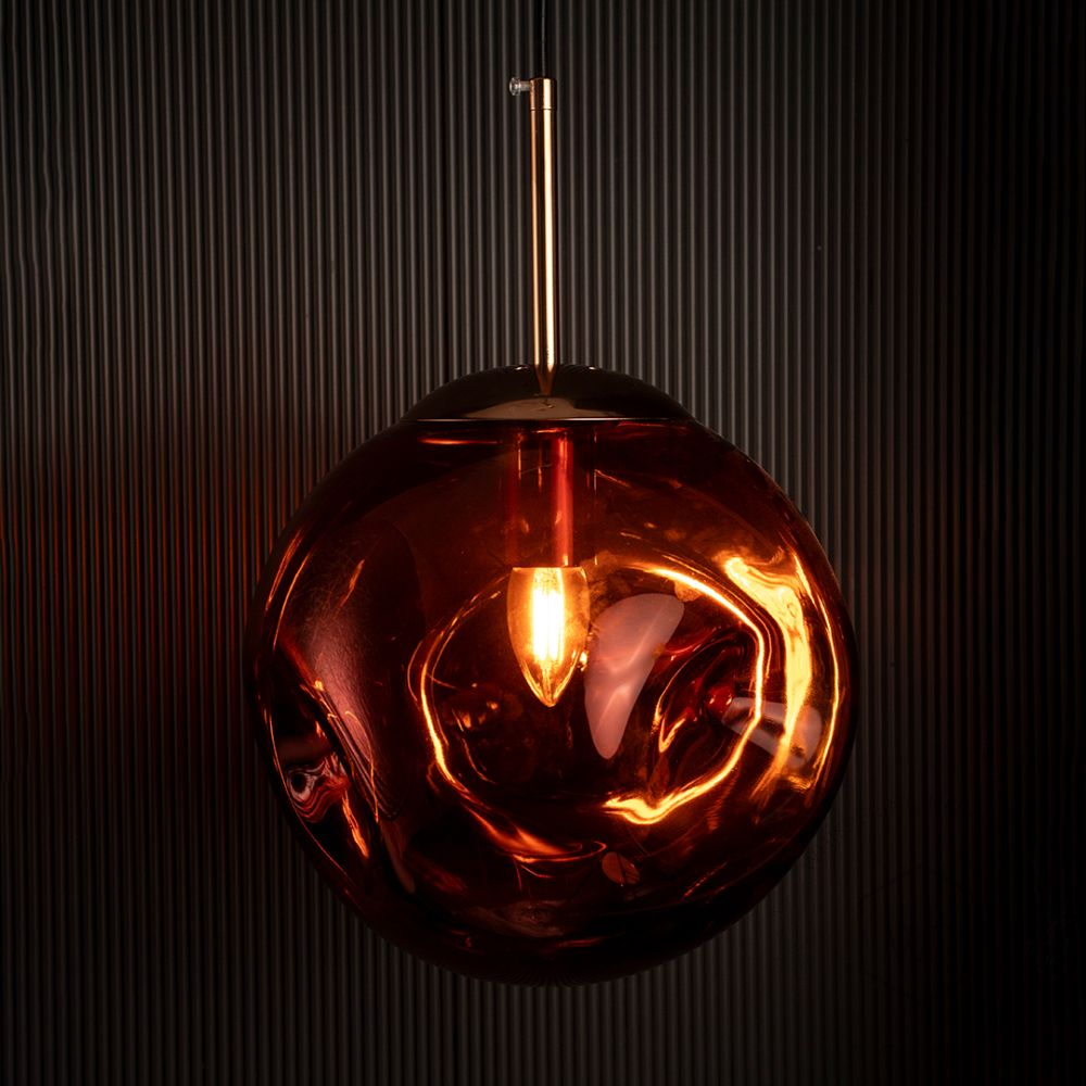 Postmodern Red Crystal Glass Pendant Light Light On Black Background