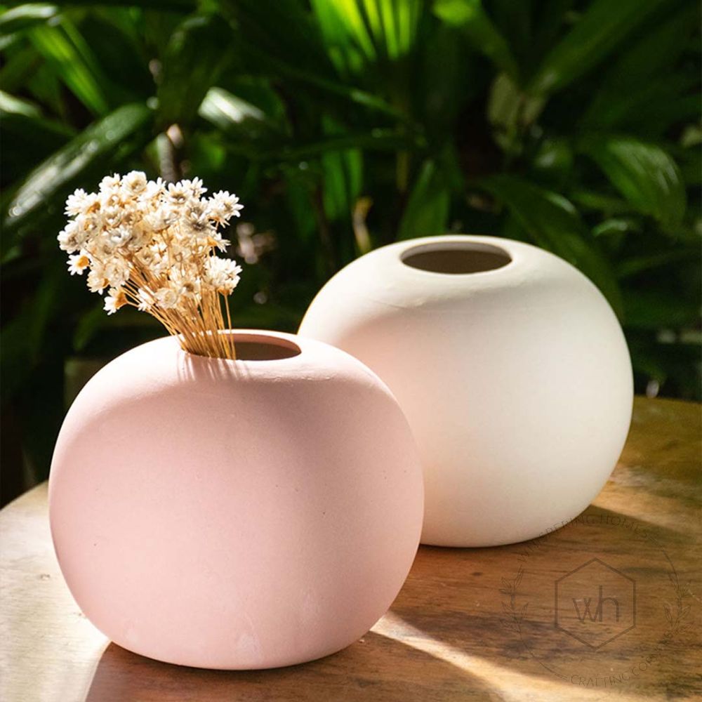 Pretty Pink Round Ball Ceramic Flower Vase