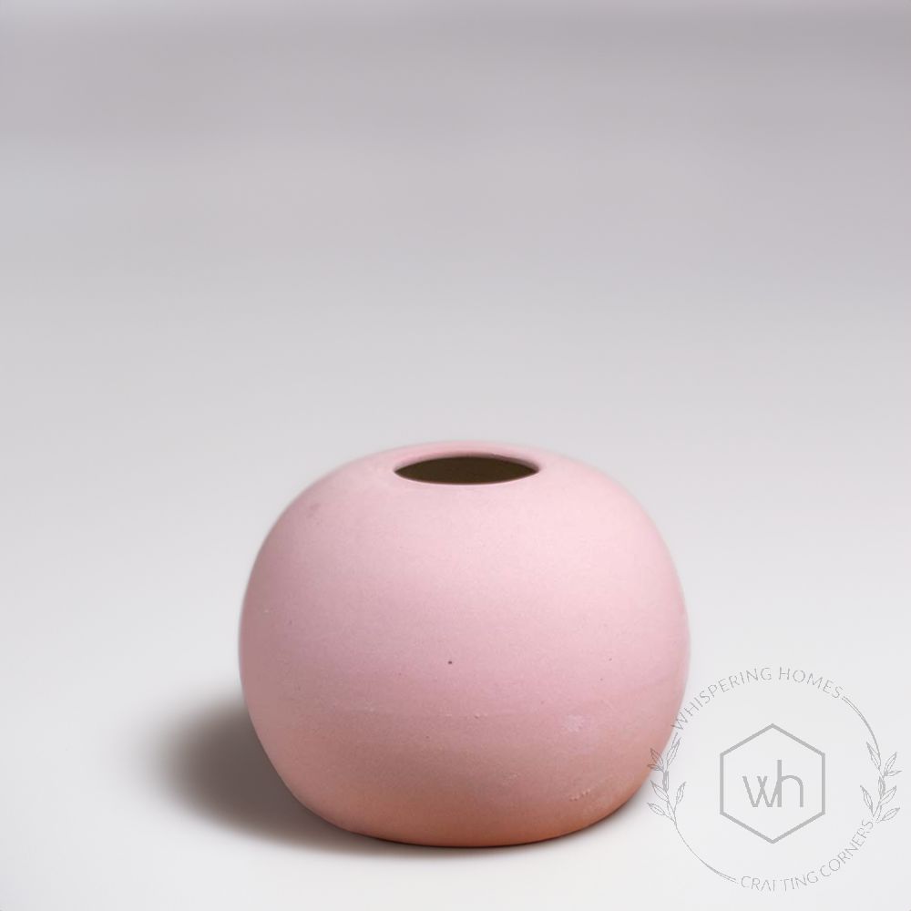 Pretty Pink Round Ball Ceramic Flower Vase 
