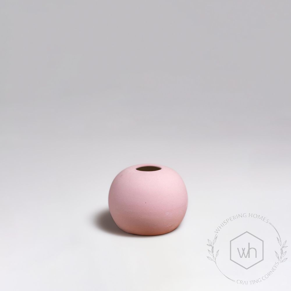 Pretty Pink Round Ball Ceramic Flower Vase