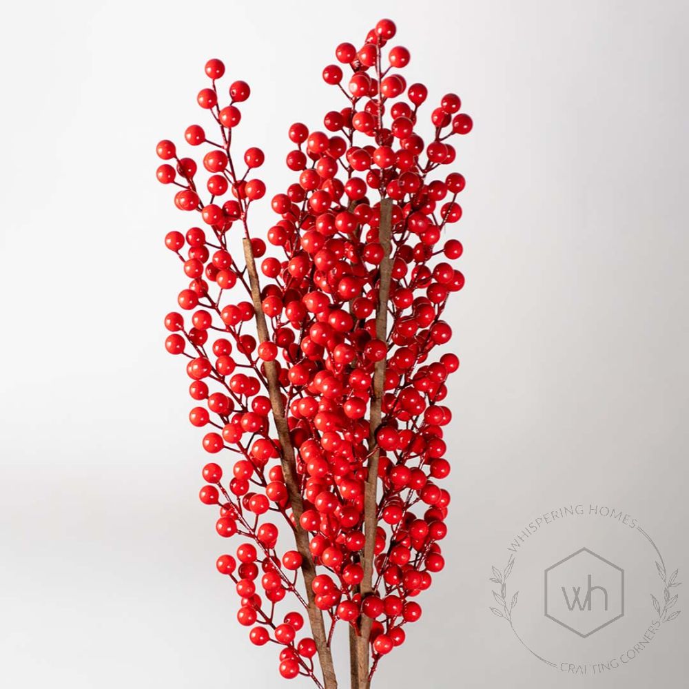 Artificial Holly Berries - Red Closeup