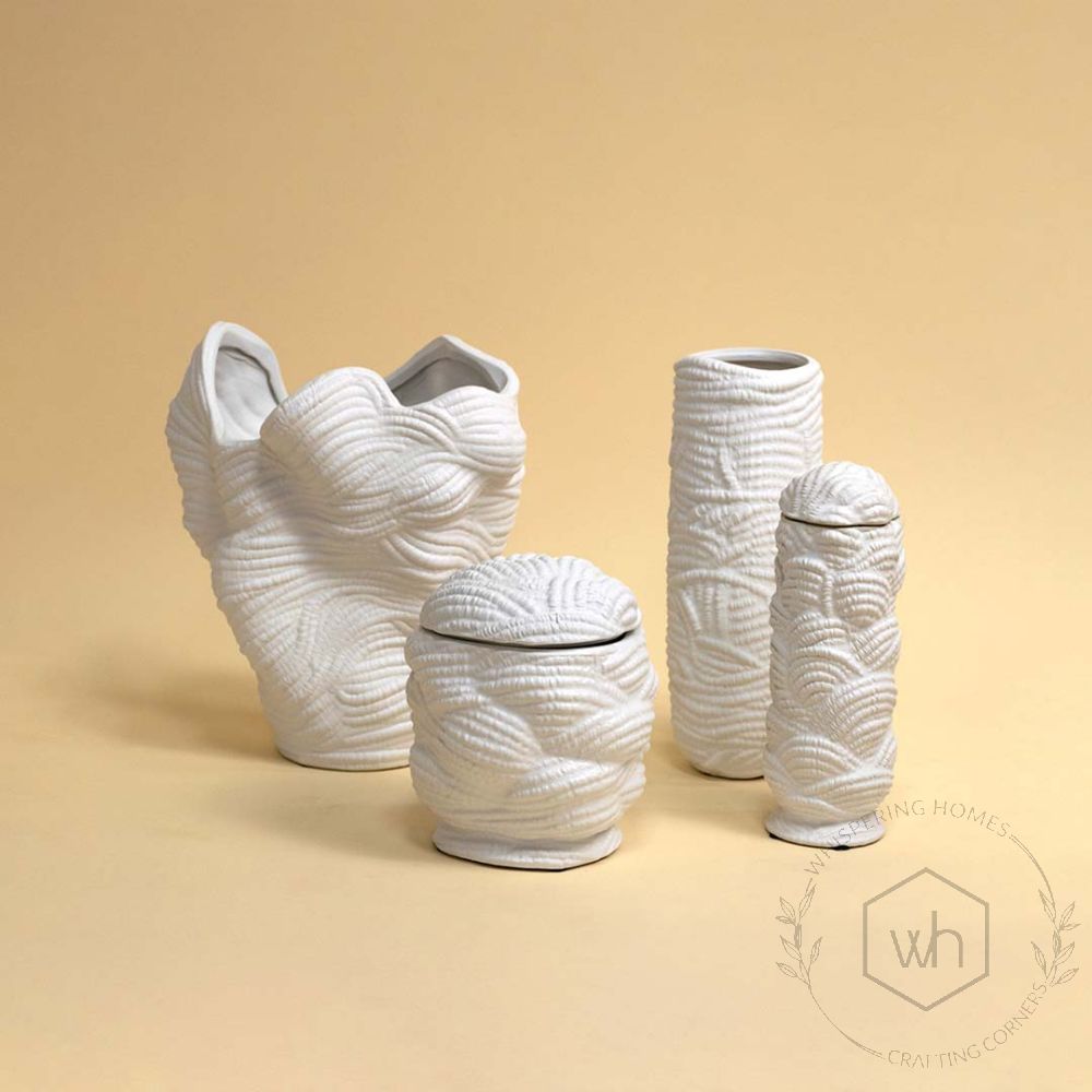 Qeyri White Ceramic Vase Grouped