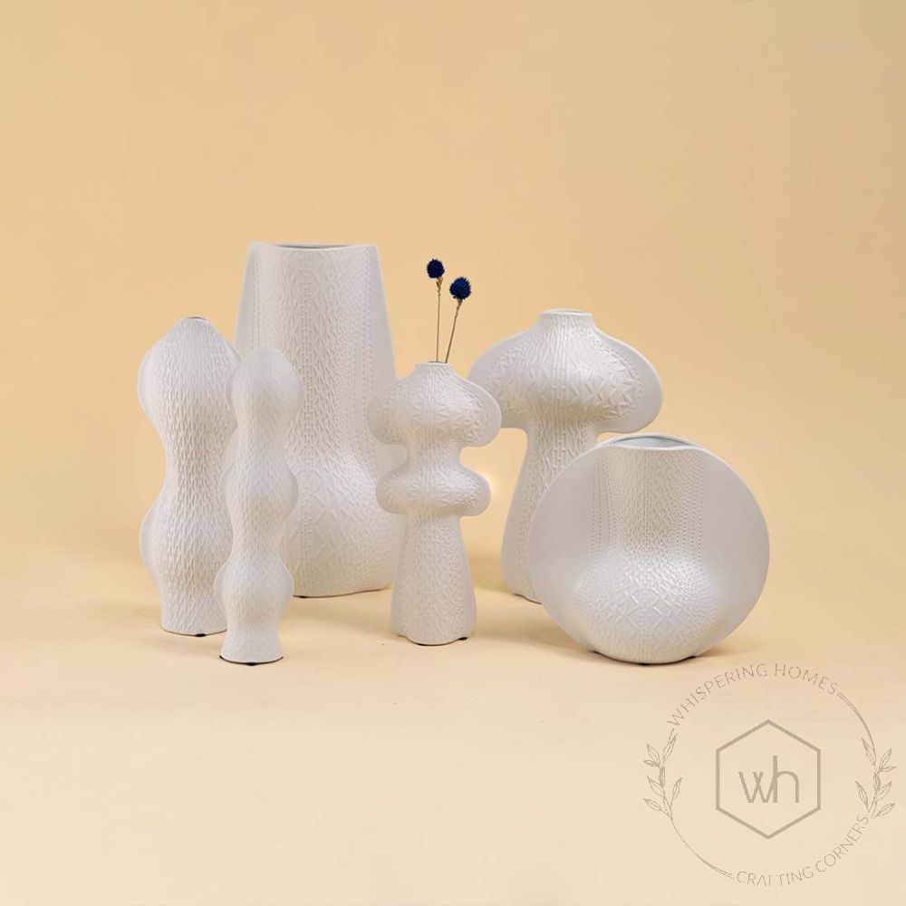 Renee Ceramic Vase - White Grouped