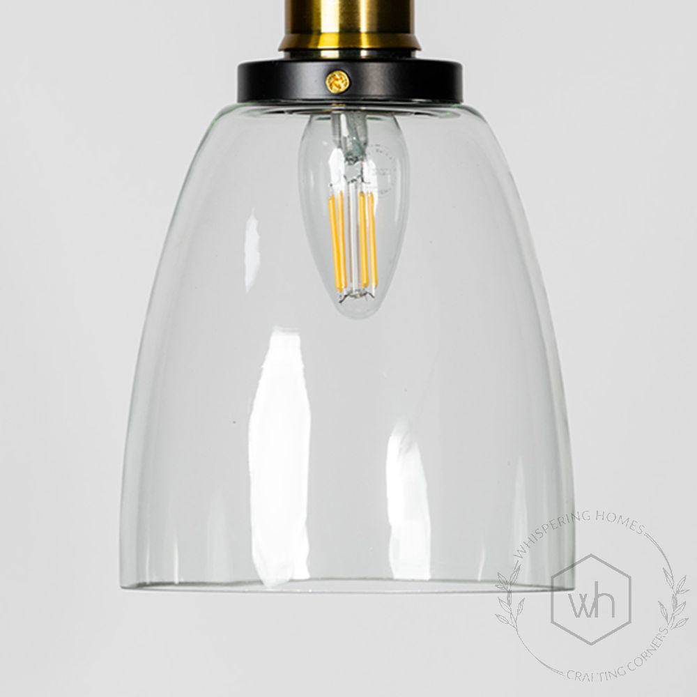 Retro Glass Pendant Light - Transparent Closeup