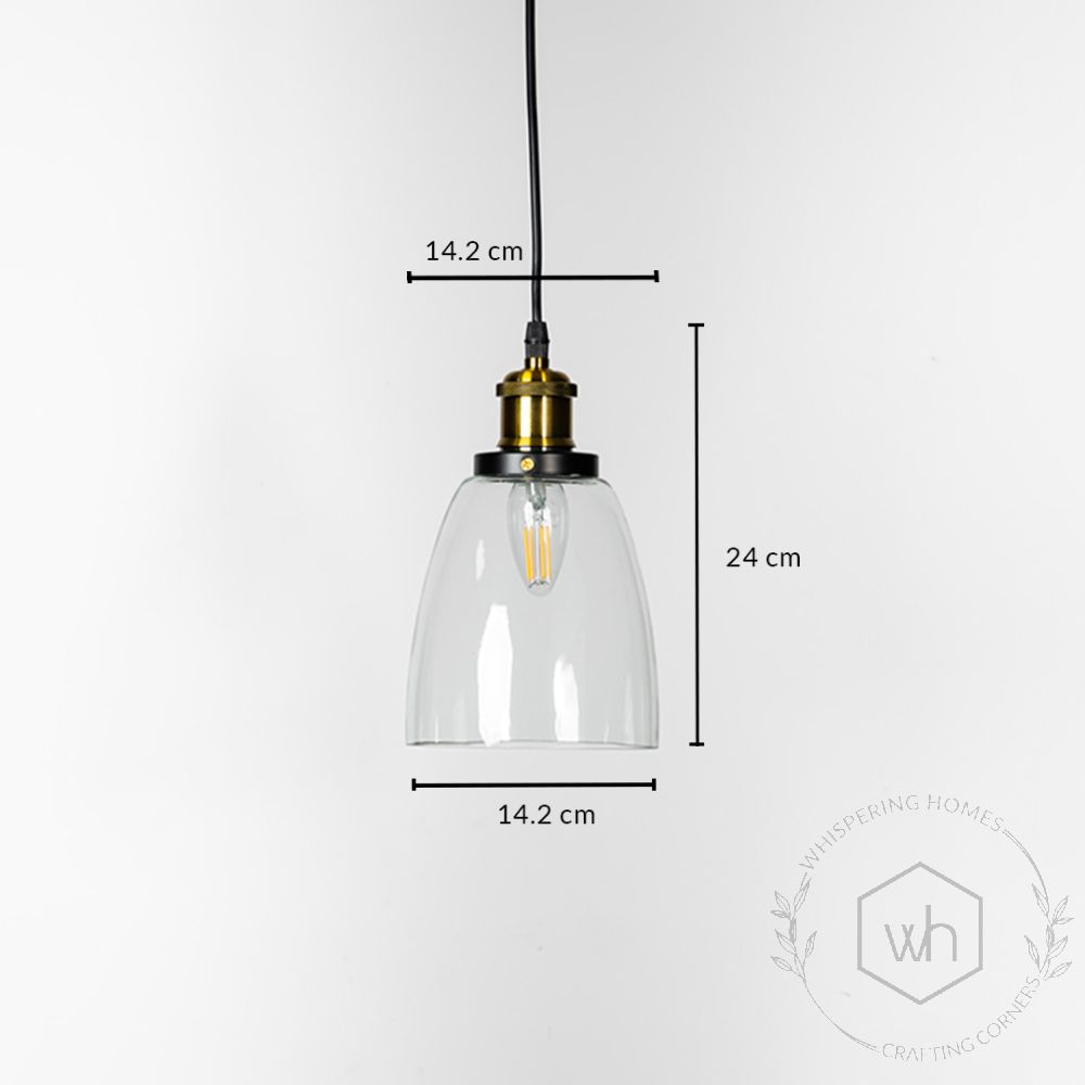 Retro Glass Pendant Light - Transparent Dimensions