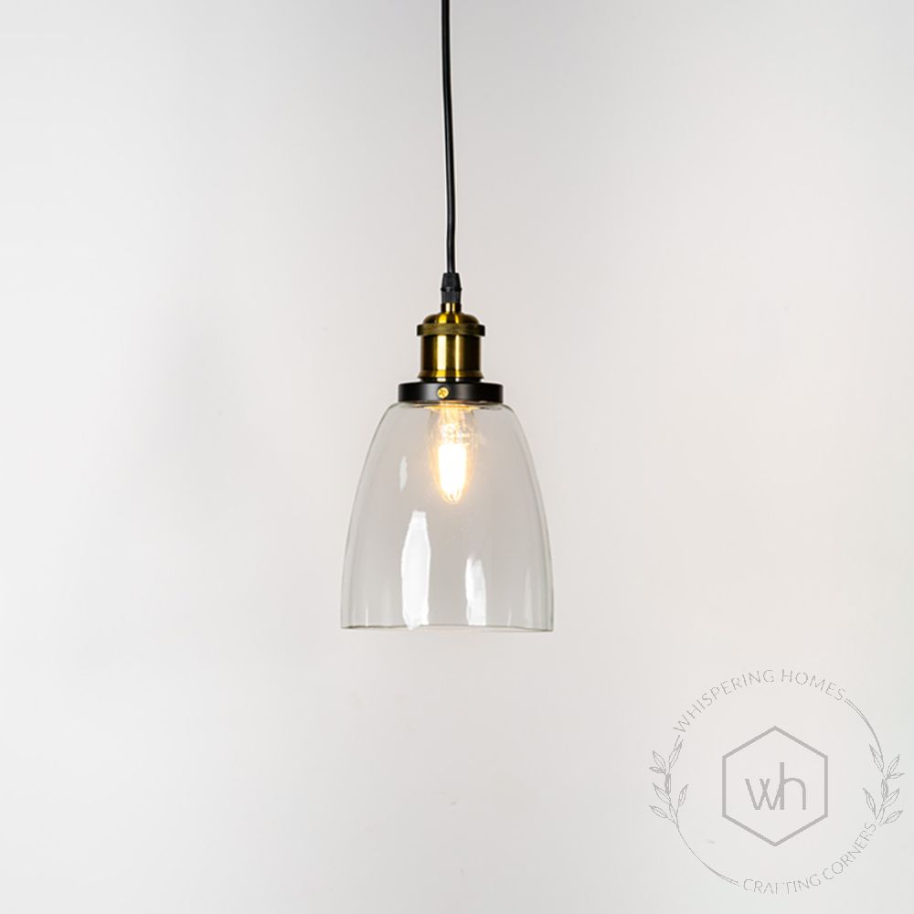 Retro Glass Pendant Light - Transparent Light On White Background