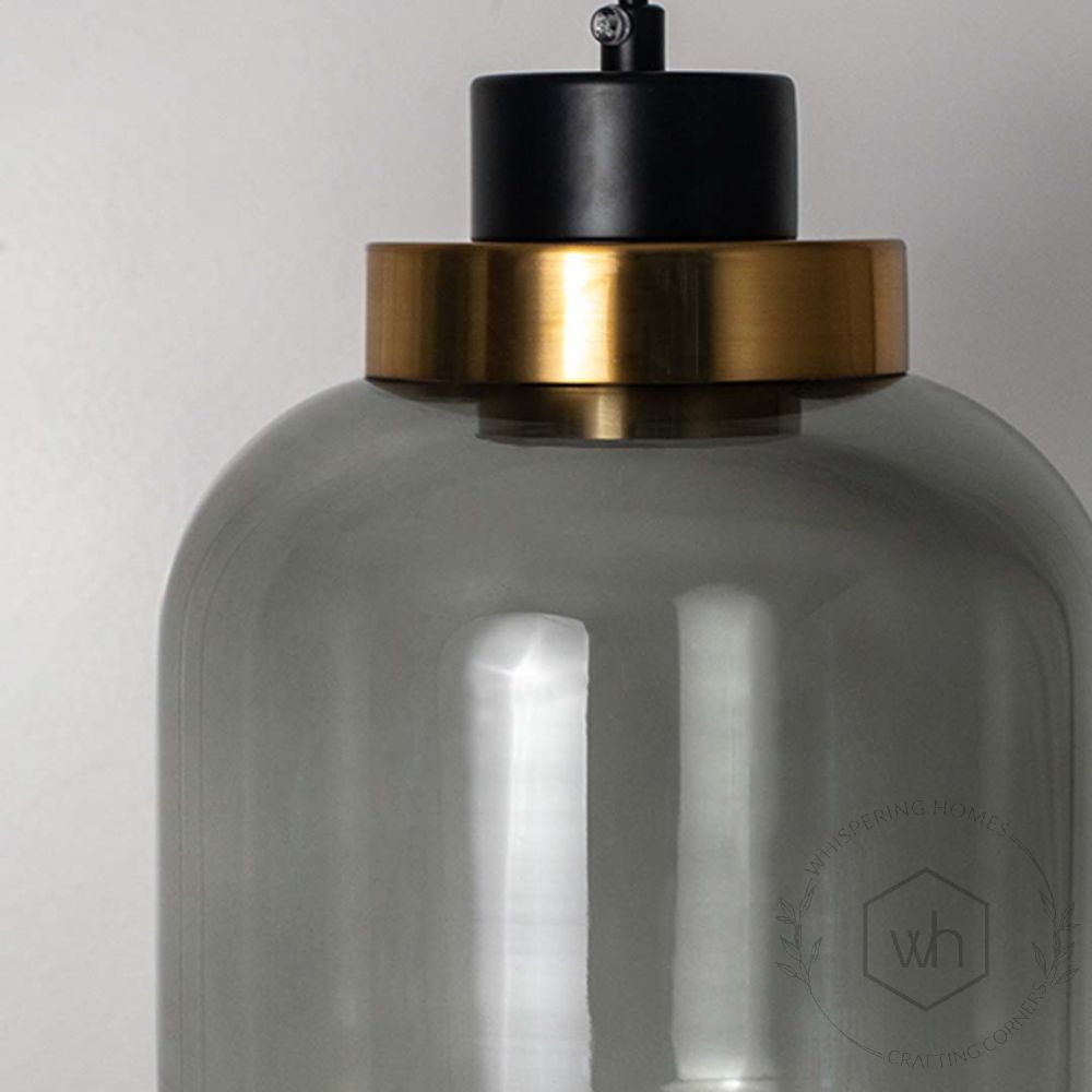 Retro Grey Glass Pendant Light - Dome Closeup