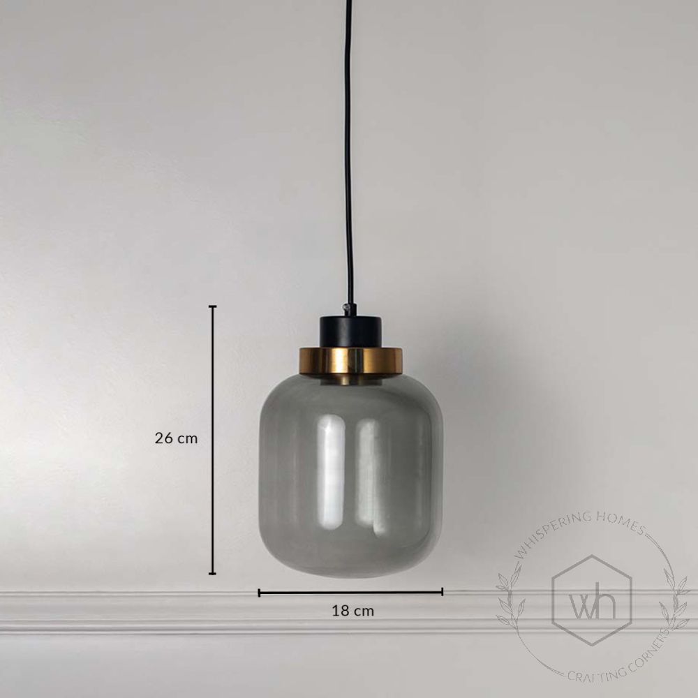 Retro Grey Glass Pendant Light - Dome Dimensions