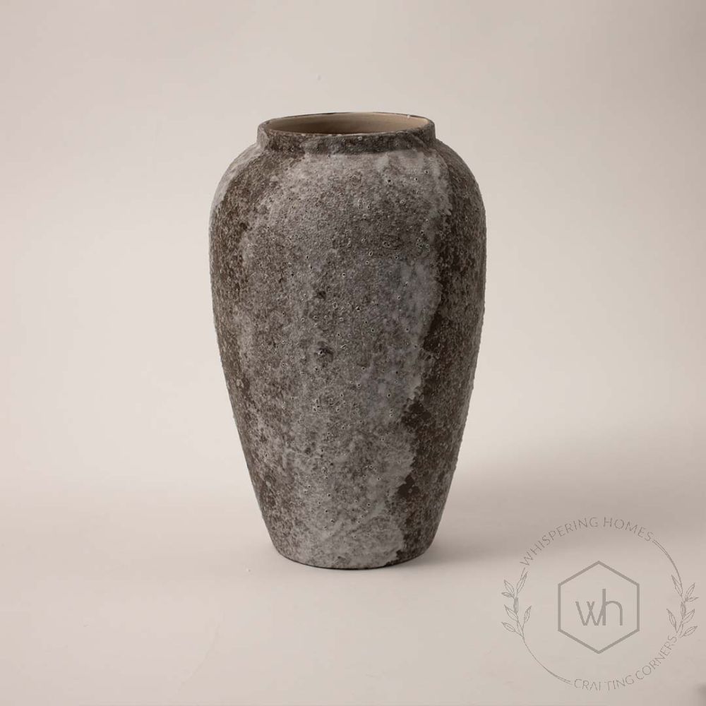 Retro Stoneware Vase - Medium White Background