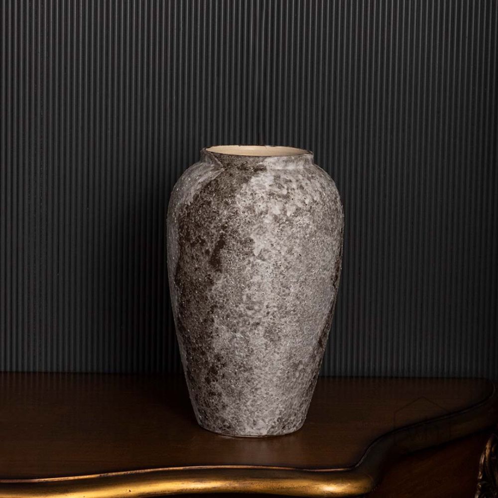 Retro Stoneware Vase - Medium Black Background