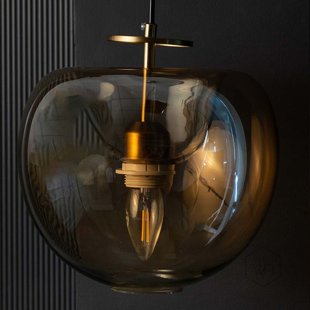 Single Head Golden GLass & Metal Wall Lamp Closeup