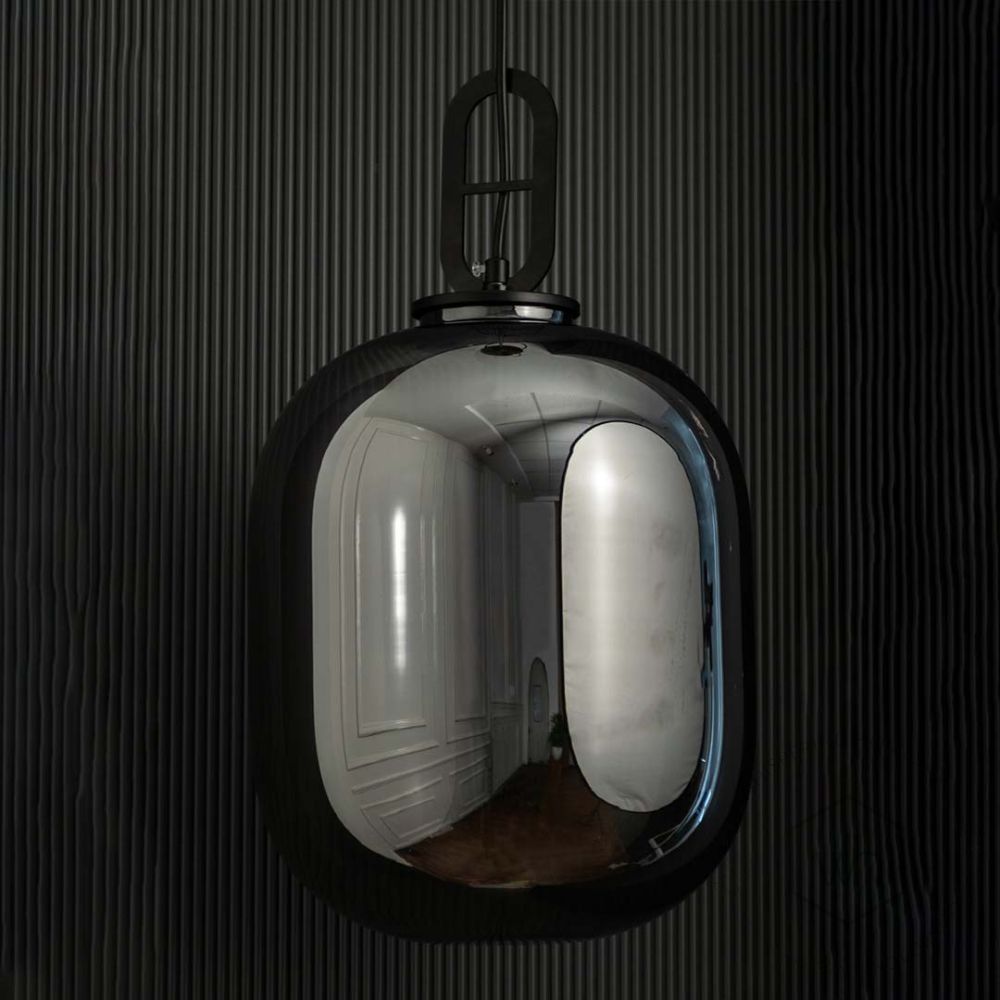 Retro Style Oval Glass Shade Pendant Light