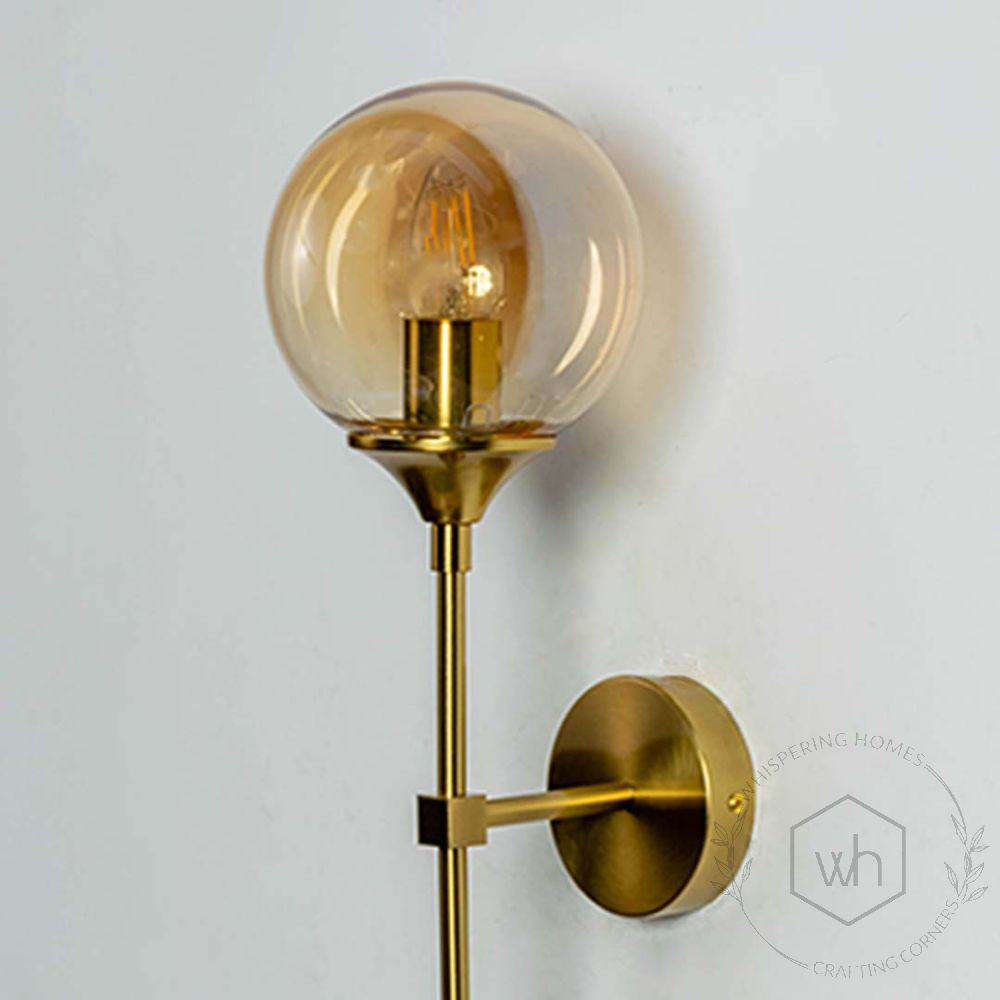 Round Ball Head Golden Wall Lamp Closeup