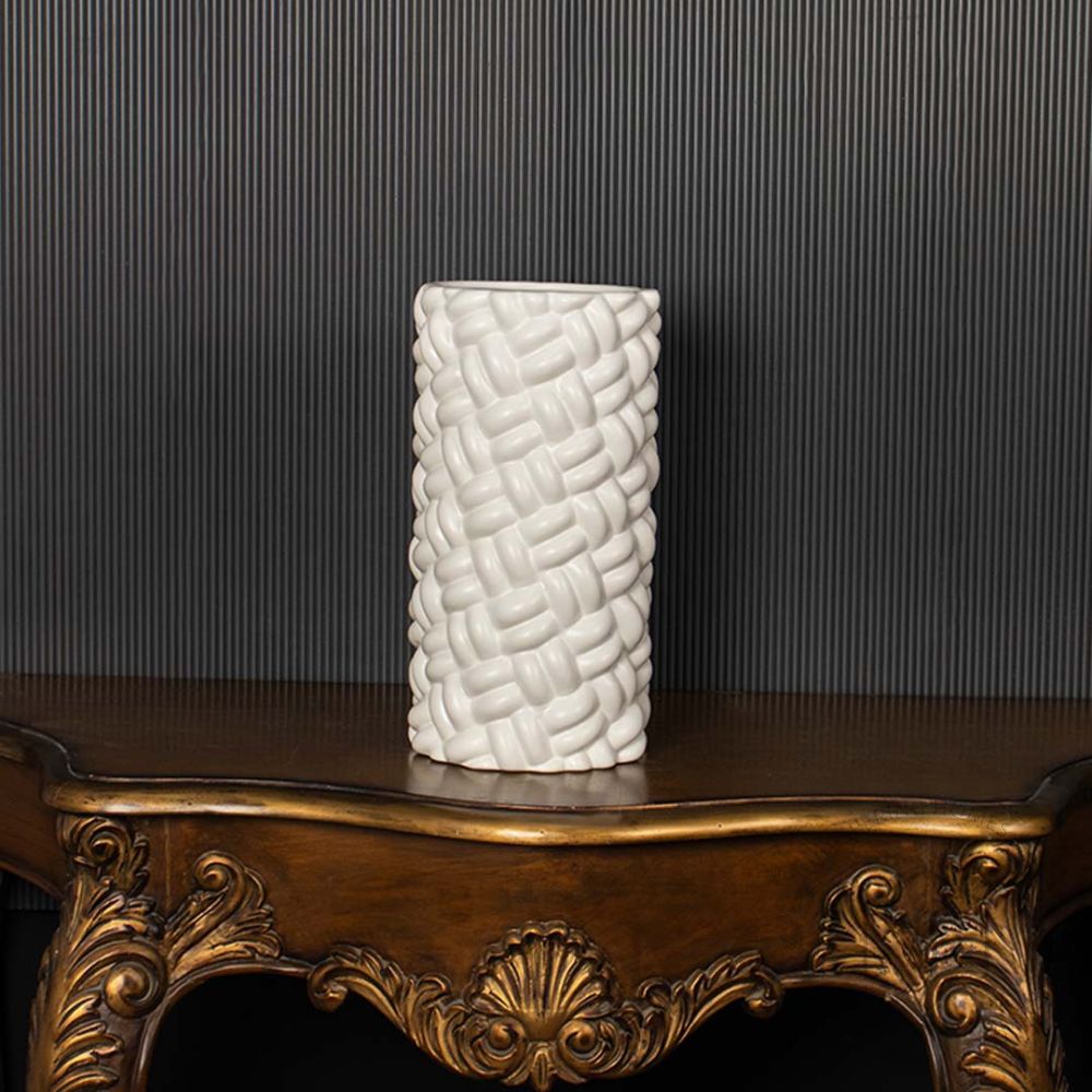 Saifaldin White Ceramic Flower Vase - Medium