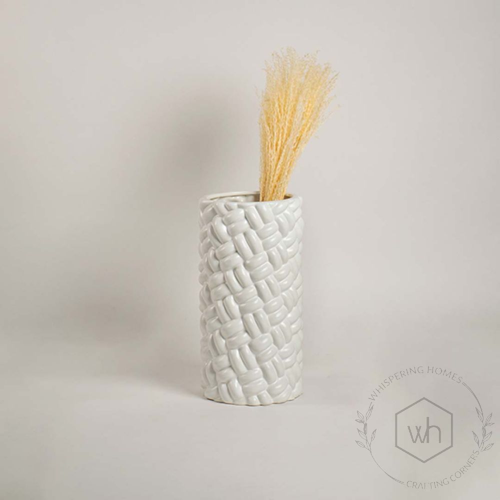Saifaldin White Ceramic Flower Vase - Medium