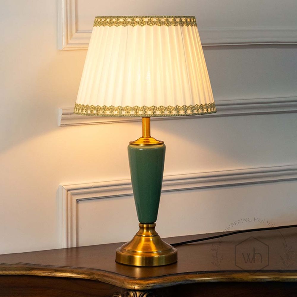 Savion Green Ceramic Table Lamp with White Shade