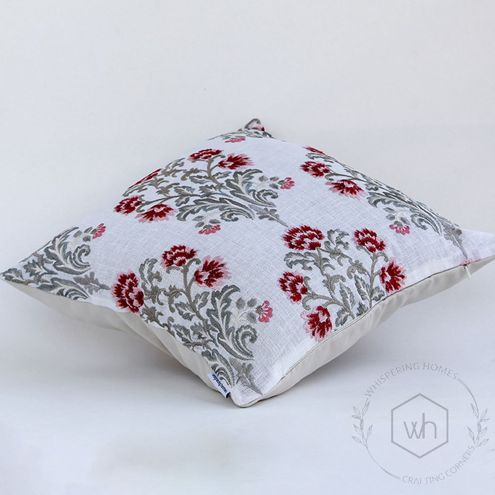 Serene Floral Embroidered Cushion Covers Cotton