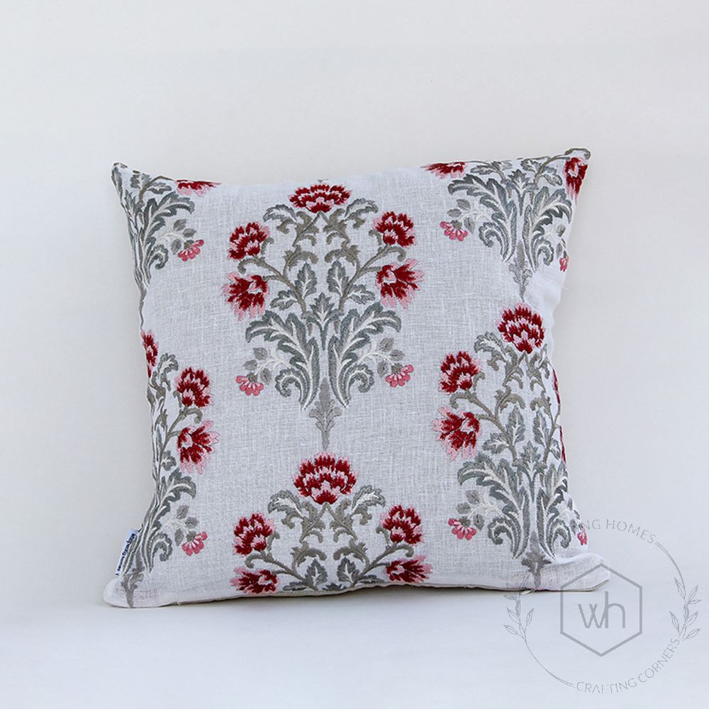 Serene Floral Embroidered Cushion Covers Cotton