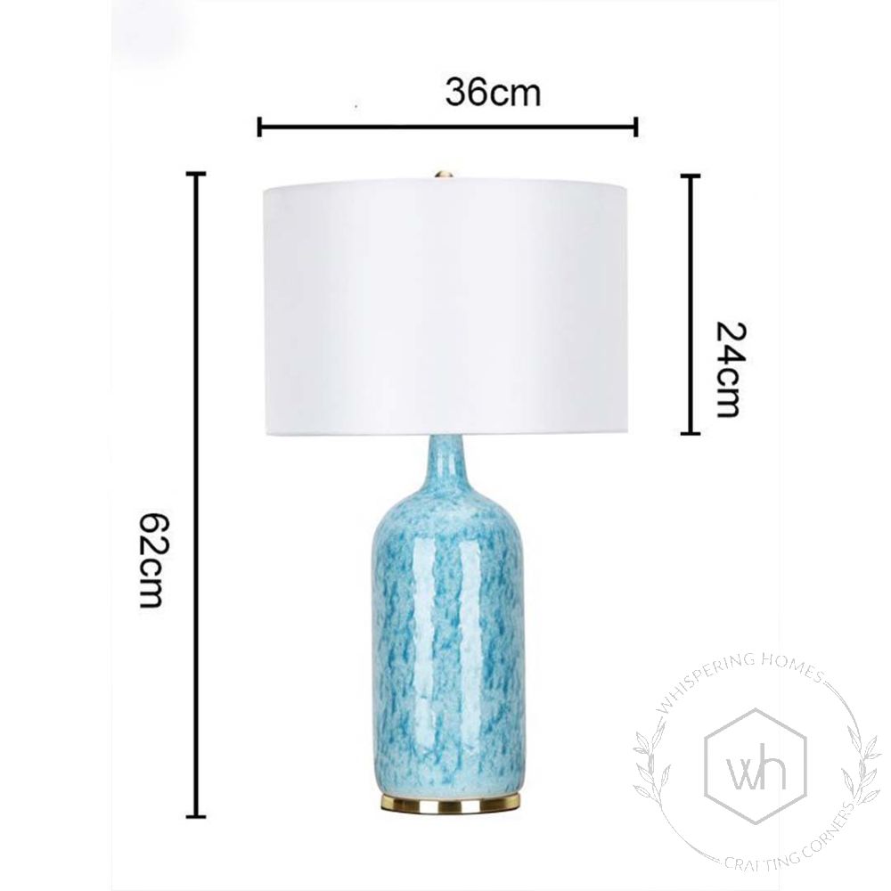Serenity Blue Ceramic Table Lamp with White Shade