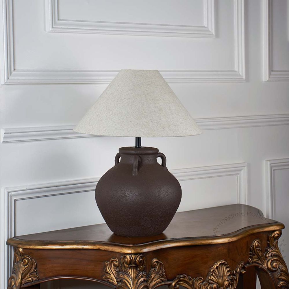 Sienna Brown Ceramic Table Lamp with White Shade
