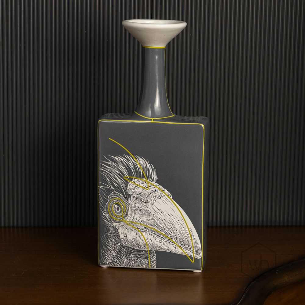 Sono Grey Ceramic Vase Black Background