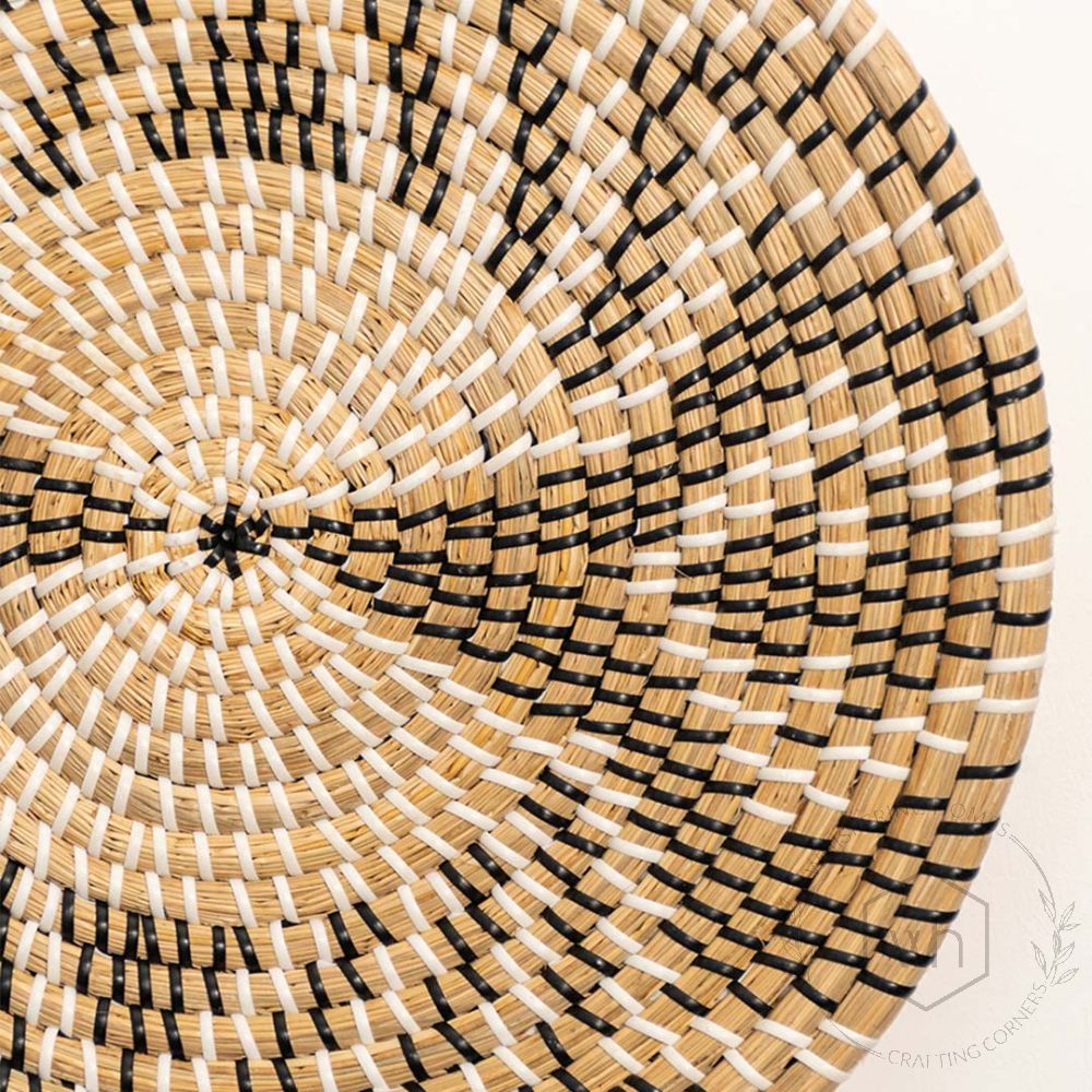 Spider Beige & Brown Handwoven Wall Basket Closeup