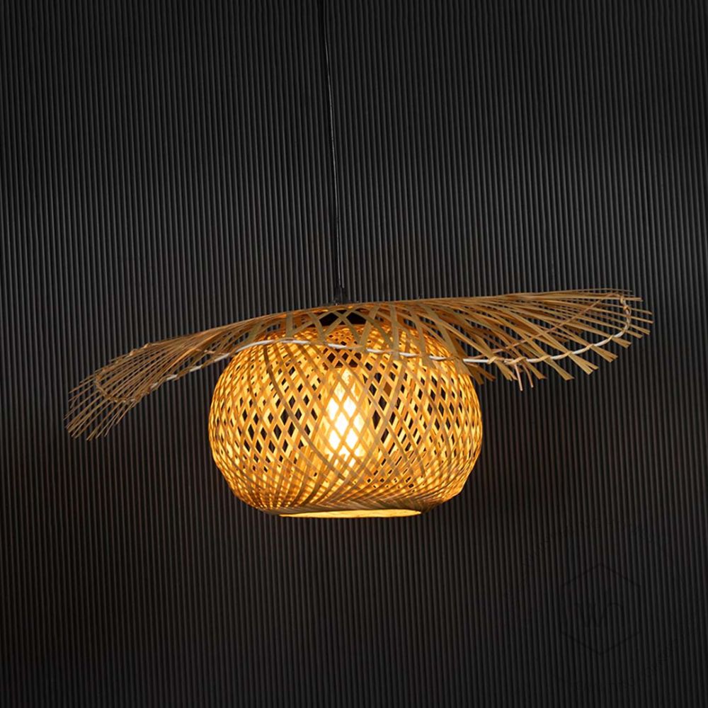 Spiderweb Globe Bamboo Hanging Lamp