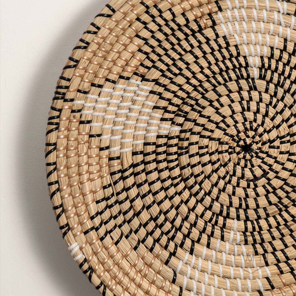 Star Of Life Handwoven Sabai Grass Wall Basket Closeup