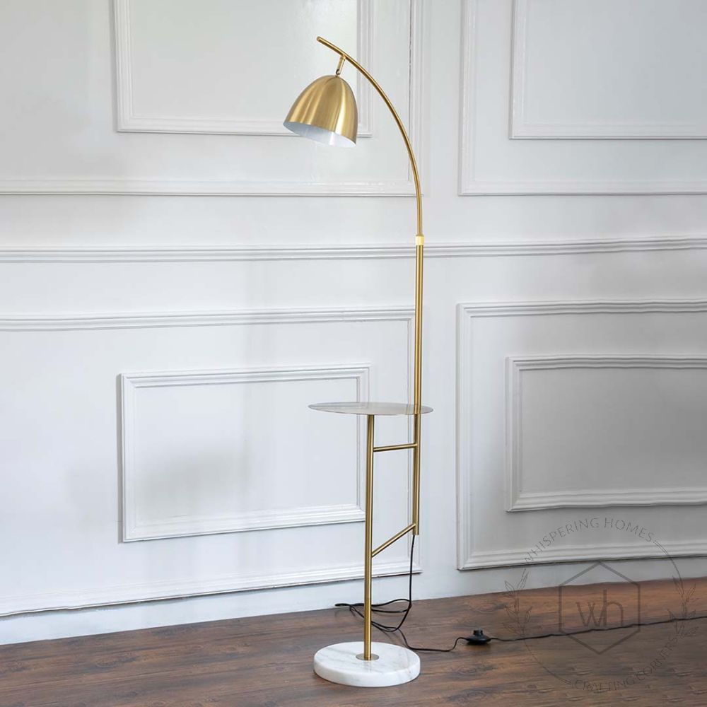 Sylvie Golden Metal Floor Lamp with Shade Standing 5.5Ft Height