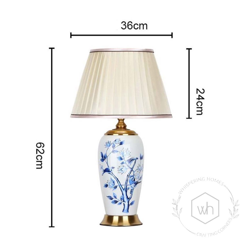 Terrazas Blue Ceramic Table Lamp with White Shade