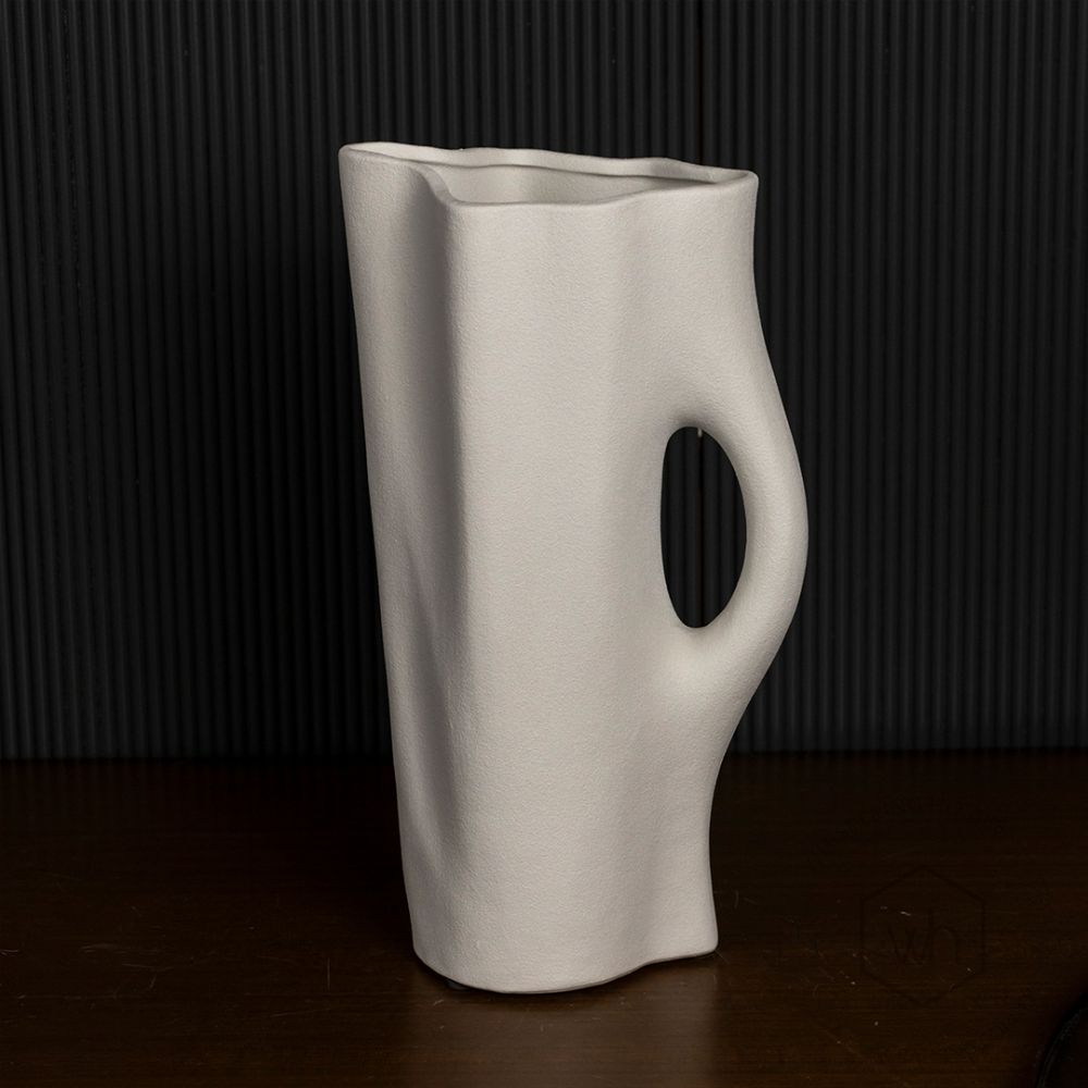 Toby White Ceramic Vase Black Background