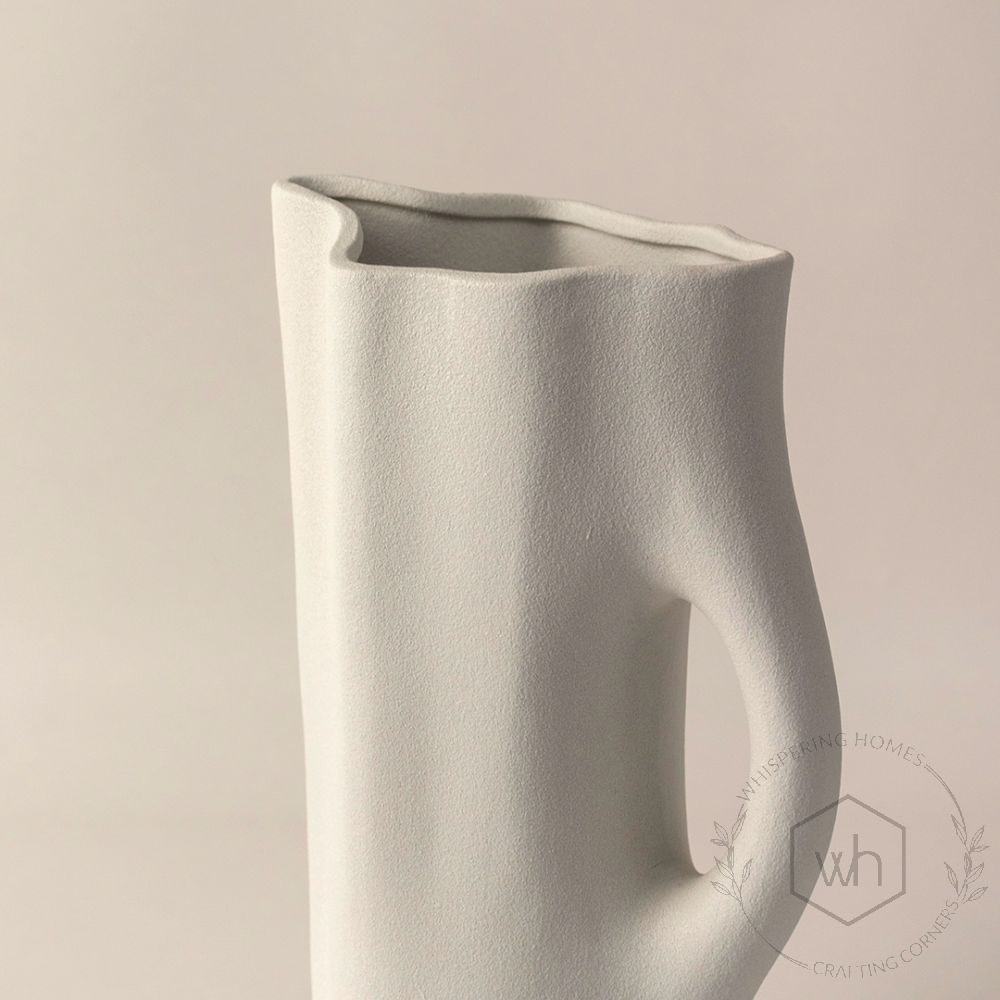 Toby White Ceramic Vase Closeup