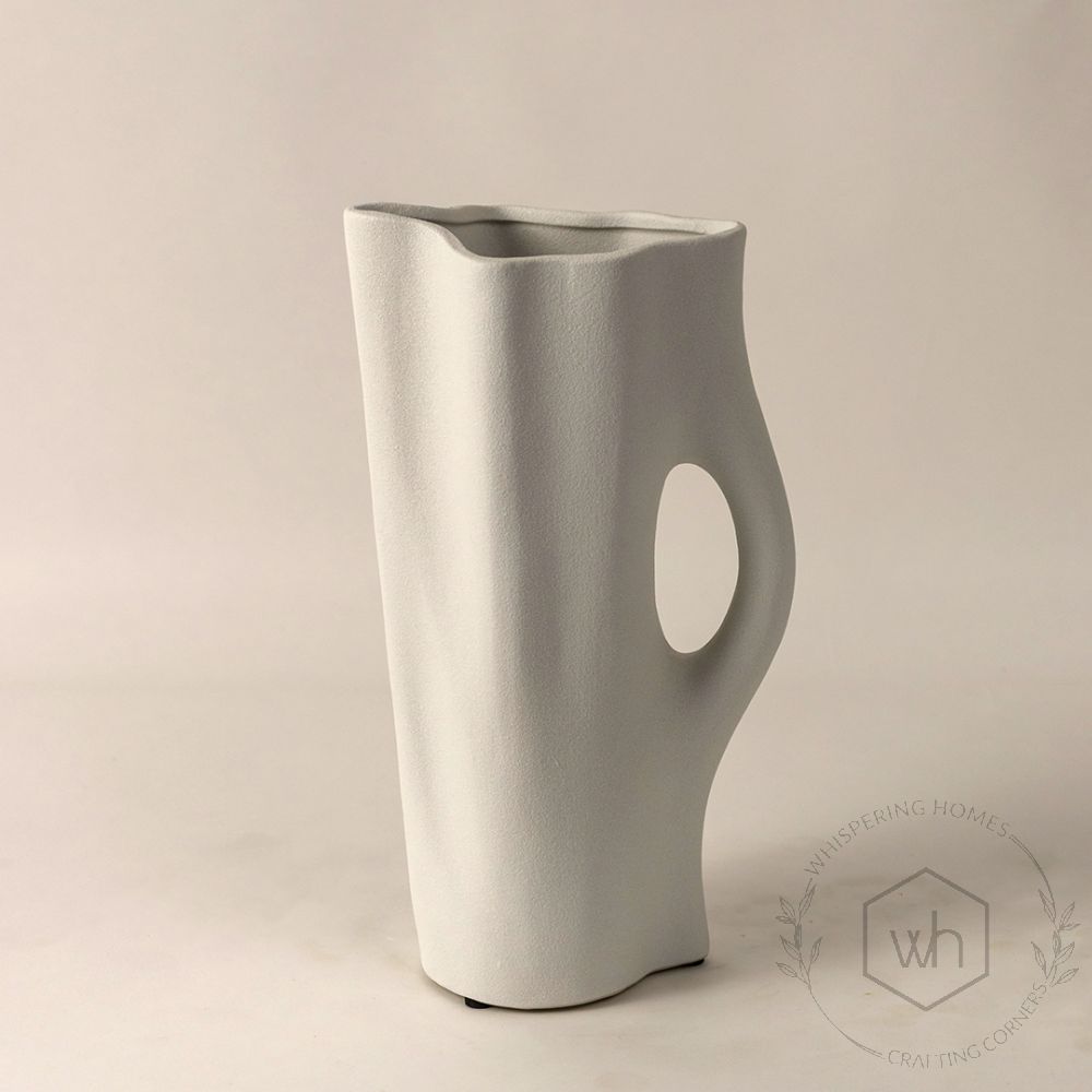 Toby White Ceramic Vase White Background