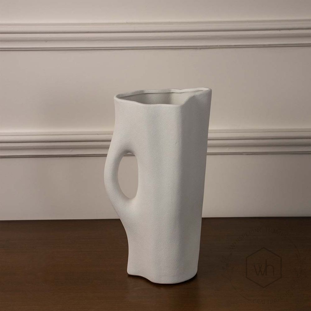 Toby White Ceramic Vase White Background