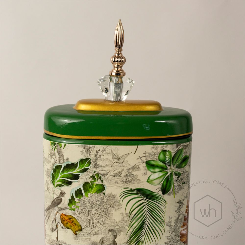 Tropical Leaves Jar - Large Closeup