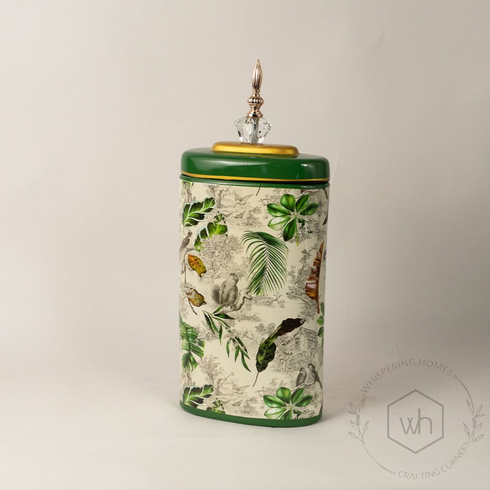 Tropical Leaves Jar - Large White Background