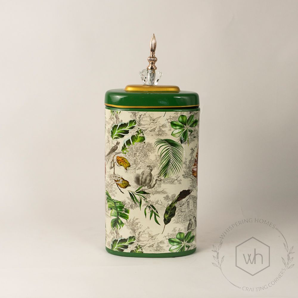 Tropical Leaves Jar - Large White Background