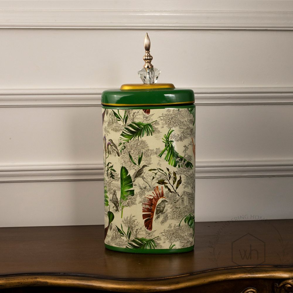 Tropical Leaves Jar - Large White Background