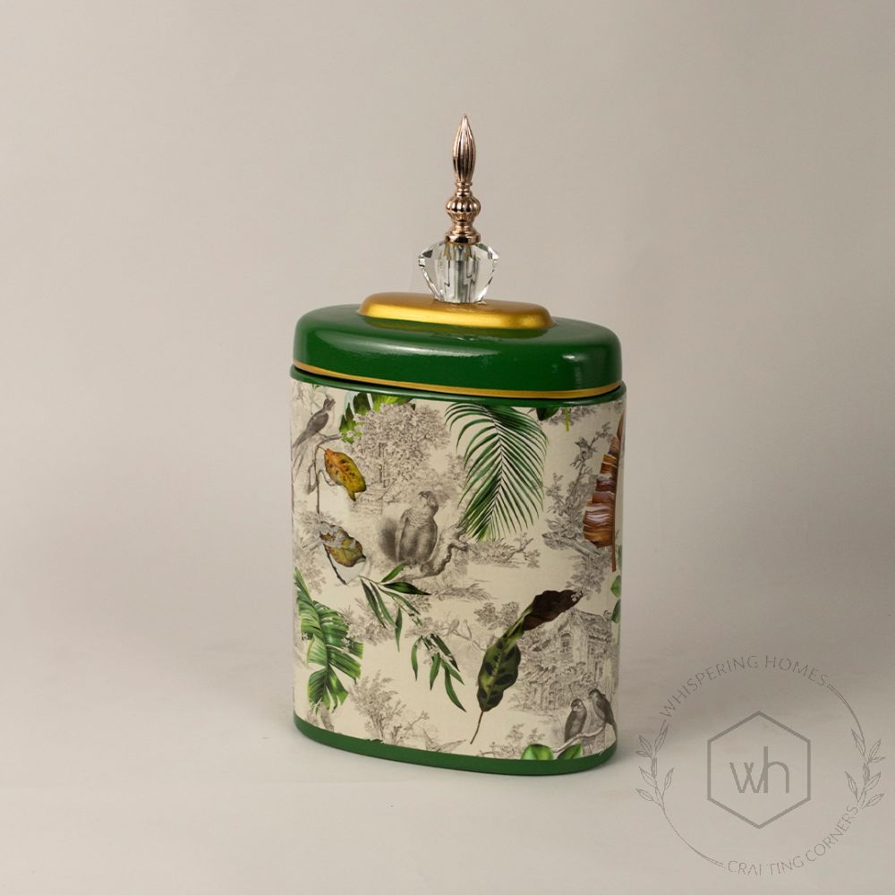 Tropical Leaves Jar - Medium White Background