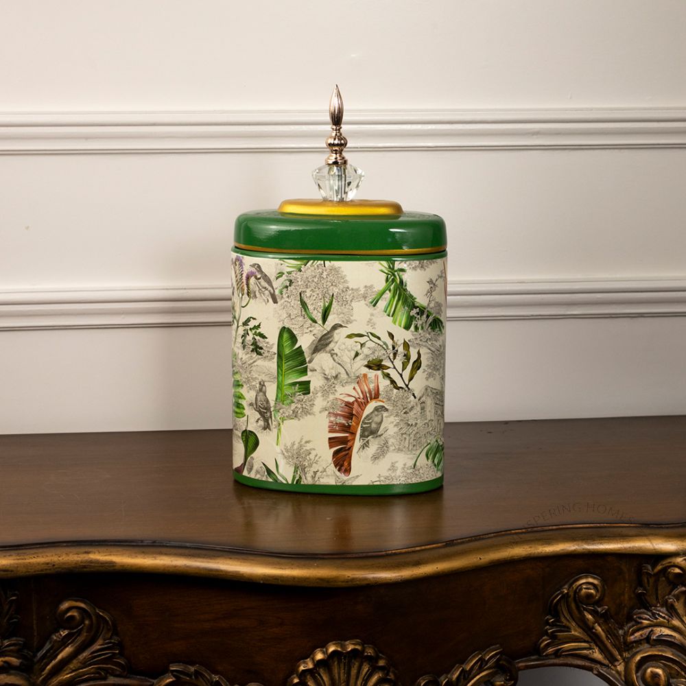 Tropical Leaves Jar - Medium White Background